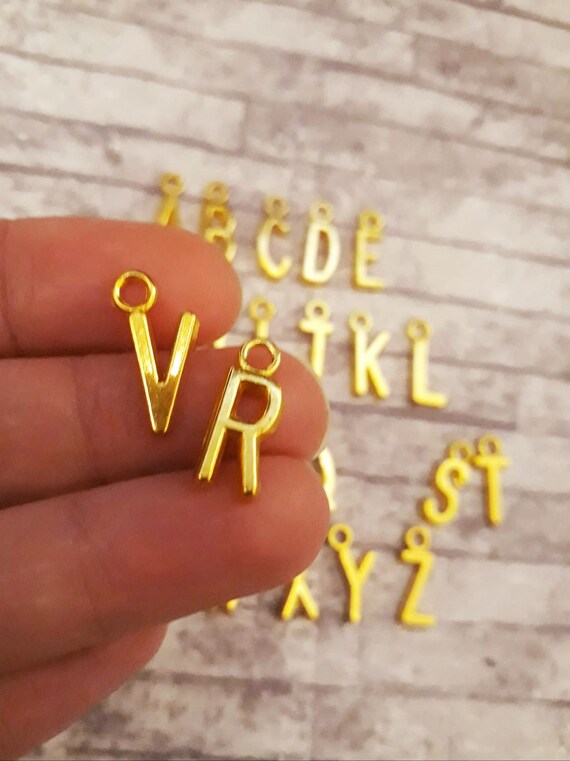 Gold Alphabet Letter Charms, 16mm, Complete A-Z Set, Name Initial Pendants,  Make Your Own Necklace, Jewelry Making Add On, Gift for Her UK 