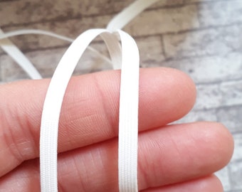 4mm White Flat Elastic Cord, Strong Stretchy Band, DIY Mask, Sewing, Dressmaking