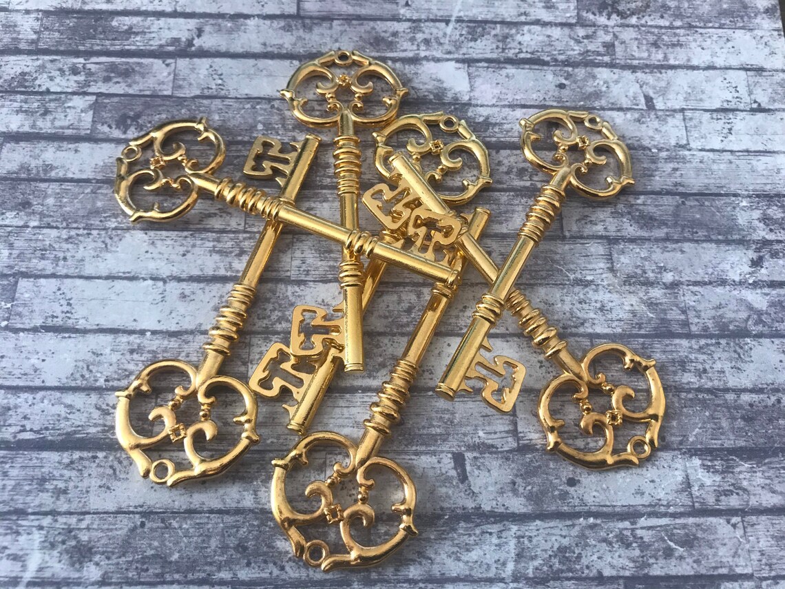 Large Gold Skeleton Keys Santa's Magic Key Bulk Antique Etsy