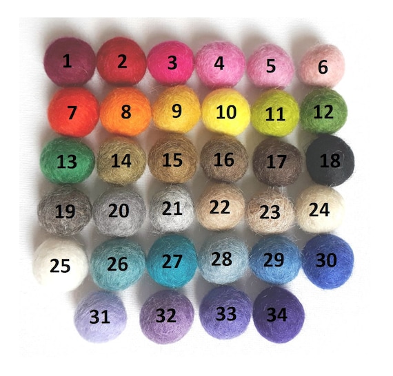 Twenty 2 cm Wool Felt Balls in 10 Colours Twenty 2 cm Wool Felt Balls in 10 Colours