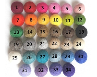 20 Wool Felt Balls, 2cm, Choose Your Colours! Handmade 100% Wool Felt Pom Poms, Hand Made Nepal, Rainbow Pom Pom, DIY Garland, Craft Supply,