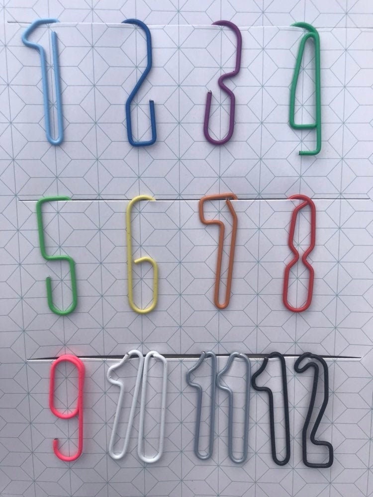 12 Number Paperclips 4cm Mixed Colours Planners Planner Etsy