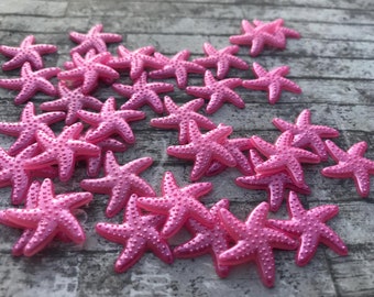 Hot Pink Starfish Flatbacks, Resin Cabochons (19mm)