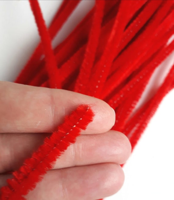 Long Red Pipe Cleaners, 30cm X 6mm, Chenille Craft Stems, Christmas Crafts,  Children's Craft Box, Card Making Supplies, Embellishments 