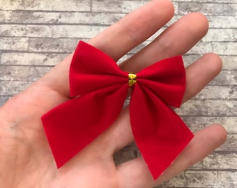 Red Velvet Christmas Bows, Tree Garland Decor (8cm)
