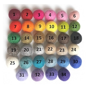 50 Wool Felt Balls, 1.5cm, Choose Your Own Colours! Handmade 100% Felted Pom Poms, DIY Garland Craft Supply, Rainbow Home Decoration