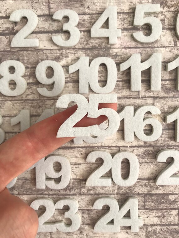 White Felt Advent Calendar Numbers Self Adhesive Cut - Etsy