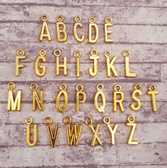 Gold Alphabet Letter Charms, 16mm, Complete A-Z Set, Name Initial Pendants,  Make Your Own Necklace, Jewelry Making Add On, Gift for Her UK 