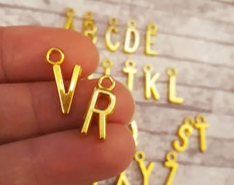 Gold Letter Charms, Alphabet Initial Pendants, Jewelry Making