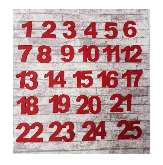 Red Felt Advent Calendar Numbers, Self Adhesive Cut No.'s 1 25, Handmade Advent  Calendar for Adults, DIY Christmas Countdown for Kids UK - Etsy