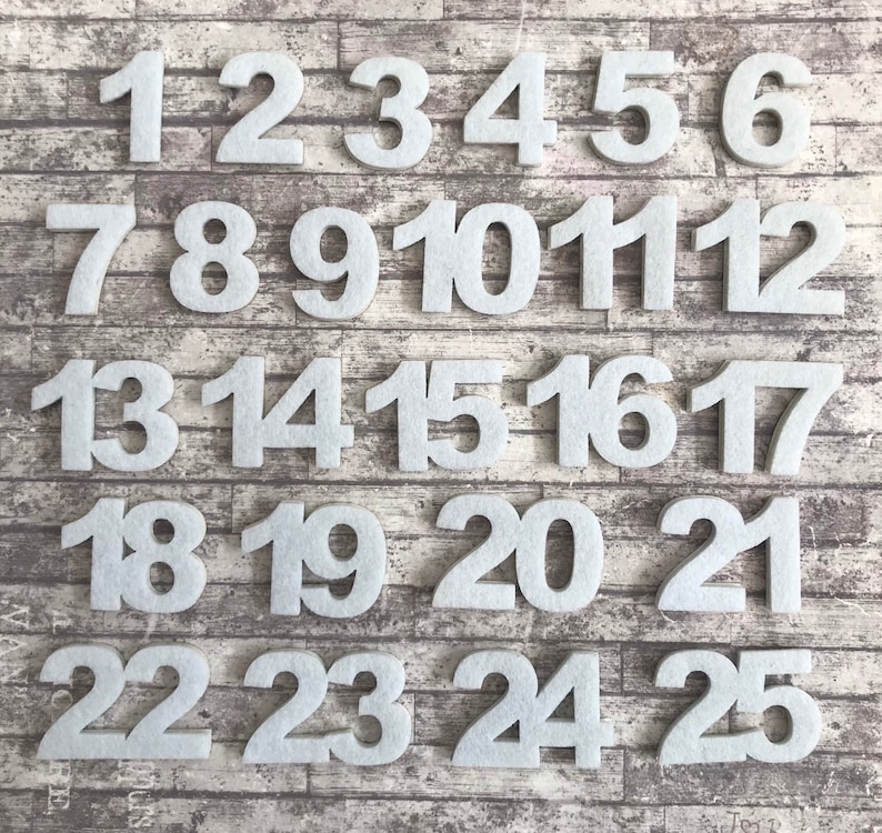 White Felt Advent Calendar Numbers Self Adhesive Cut Etsy White Felt Advent Calendar Numbers Self Adhesive Cut Etsy