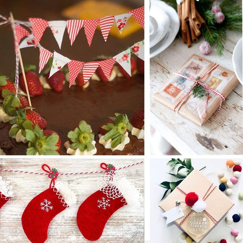 May include: A red and white striped baker's twine with a red heart charm. The twine is wrapped around a brown gift box with a white tag that reads "Best Quarantined Teacher Ever".