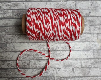 Red and White Bakers Twine, 2mm Cotton Butchers String