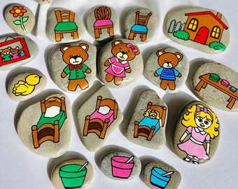 Goldilocks and three bears, Story Stones, Montesssori sensory toy, Birthday gift for kids