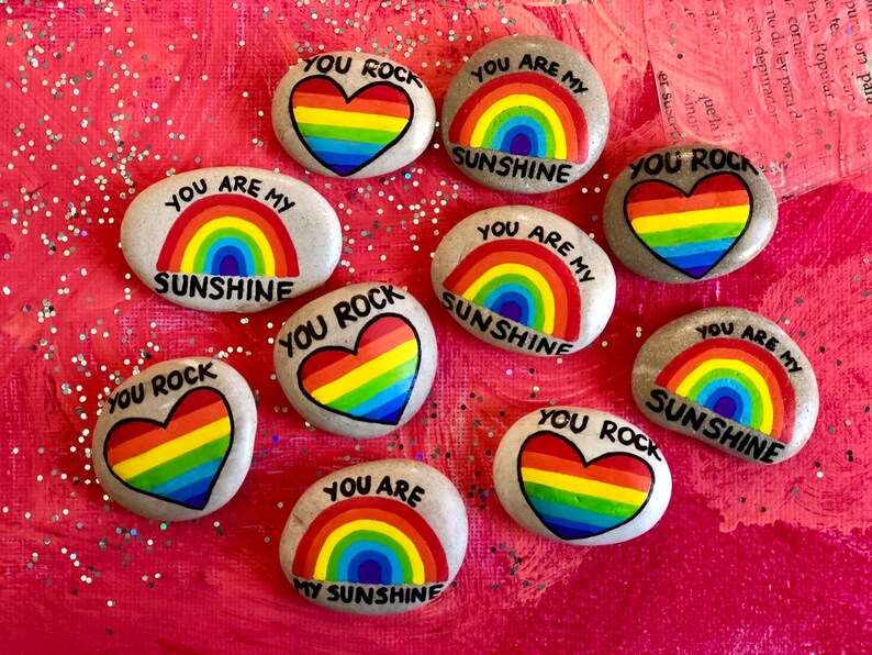 Gay Gifts Gay Pride Rainbow Heart Rock Valentines Day Gift Etsy