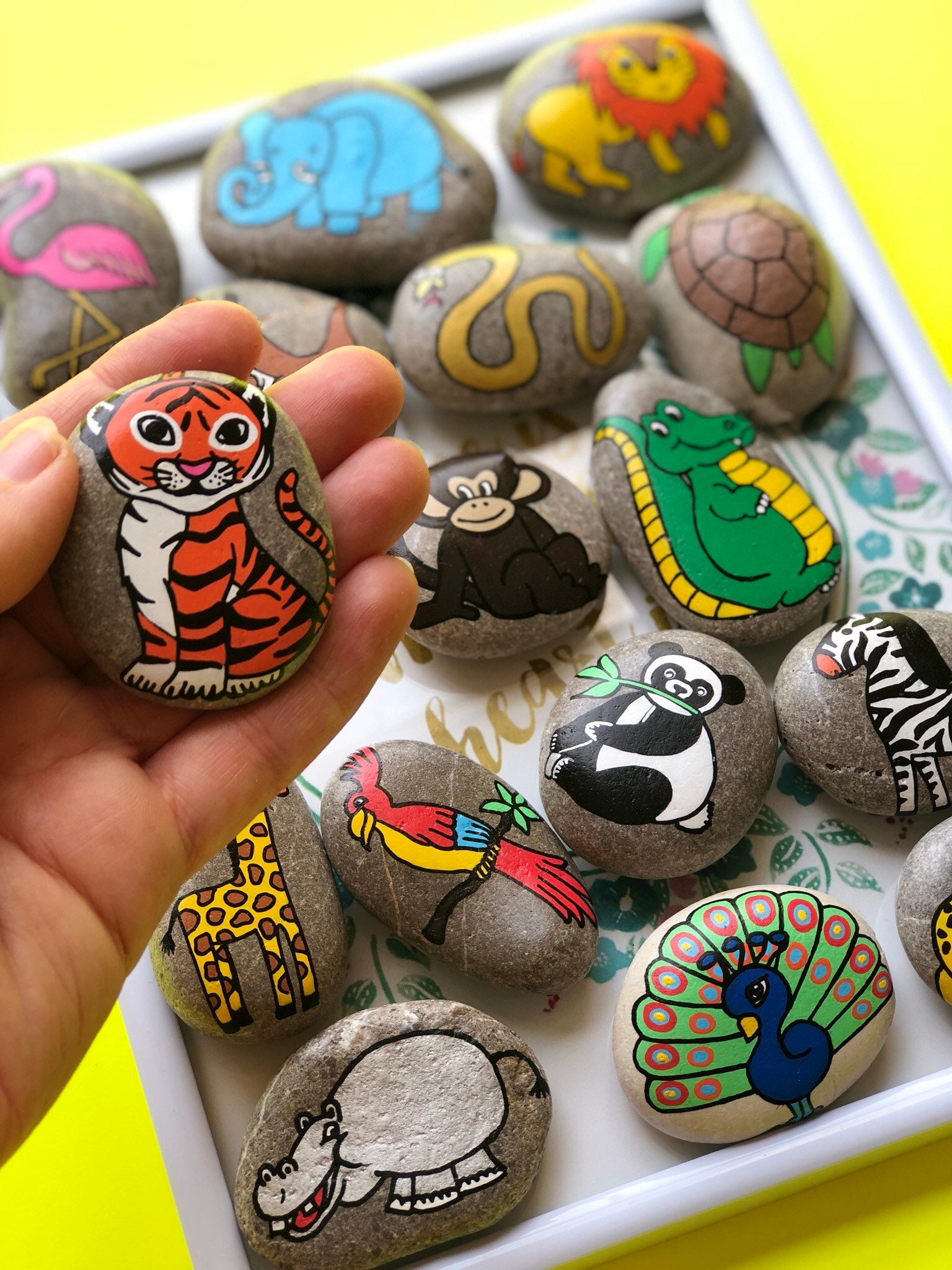 Paint a stone animal - a nature play activity to try at home or school
