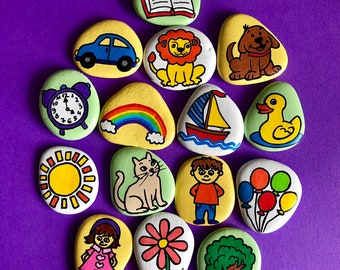 Story Stones for toddlers, Montessori toys, Early Years, First words, Home schooling, Easter gift for grandchild