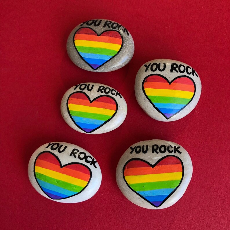 Gay Gifts Gay Pride Rainbow Heart Rock Valentines Day Gift Etsy