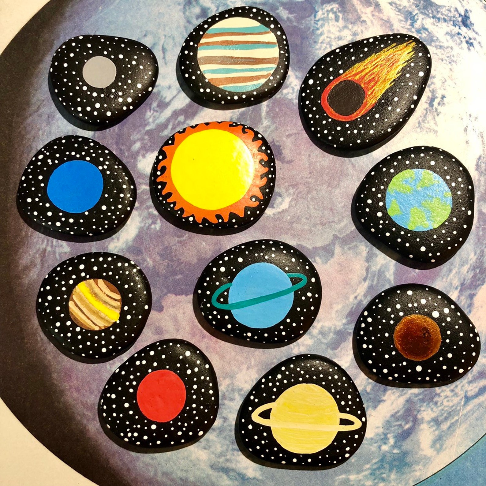 Solar System Toy Story Stones Montessori Toddler Toys Etsy