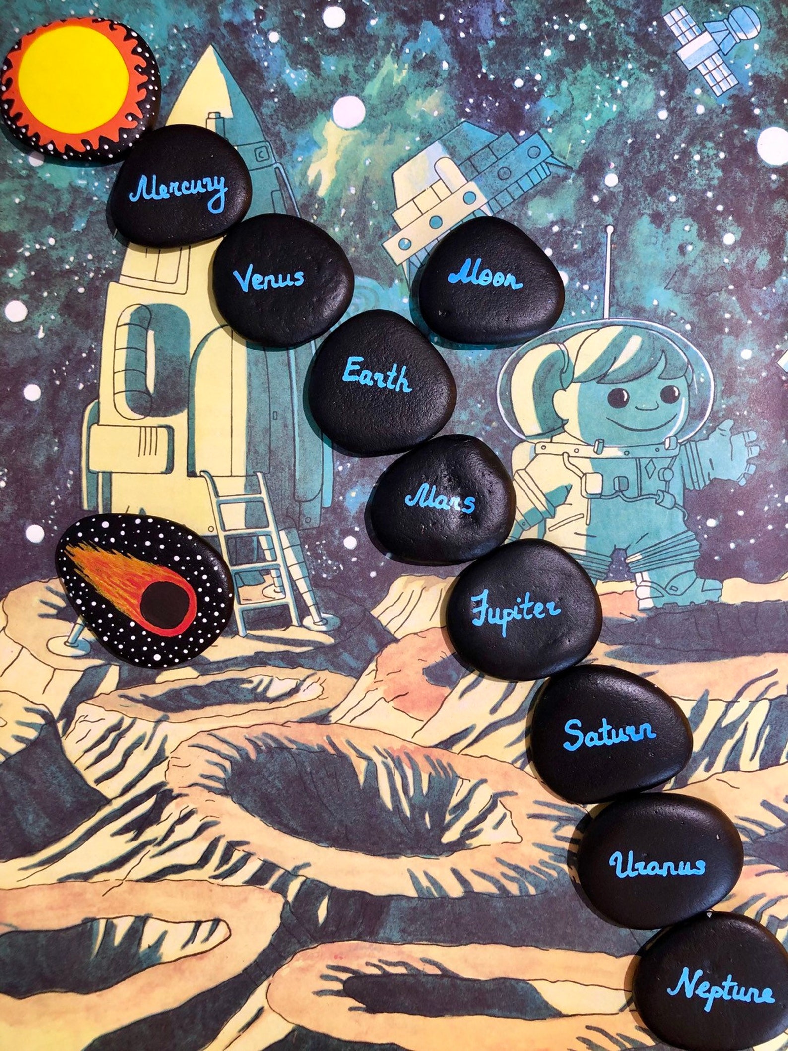 Solar System Toy Story Stones Montessori Toddler Toys Etsy