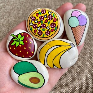 Play Food Rocks Play Food, Story Stones Set, Pretend Play, Mud Kitchen Painted Rocks ...