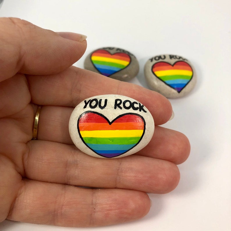 Gay Gifts Gay Pride Rainbow Heart Rock Valentines Day Gift Etsy
