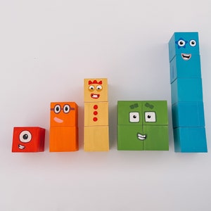 Numberblocks Montessori Wooden Hand-Painted Stacking Blocks