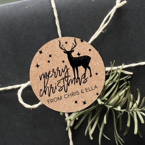 Pegatinas navideñas kraft personalizadas para sus tarjetas, regalos de fiesta y más / Navidad personalizada / 40 mm 50 mm o 60 mm redonda / kraft o blanca