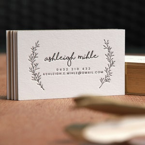Letterpress Look Gold Edge Business Cards Print With Deboss | Design your own | 1, 2-Colour print or gold foiling | White Thick cotton paper