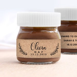 Custom mini nutella jar stickers mini nutella wedding favour labels mini nutella wedding favours nutella bonbonniere wedding