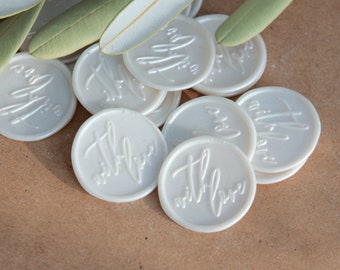 With love Wax Seal Sticker design | Discontinued item | 50, 100, 200 Envelope Seals | Minimalist Wedding Initials | Choose White or bronze