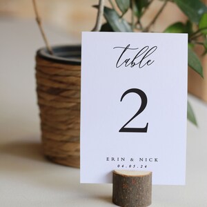 Wedding table number personalised card and wood holder set, perfect as centre piece decor for rustic wedding