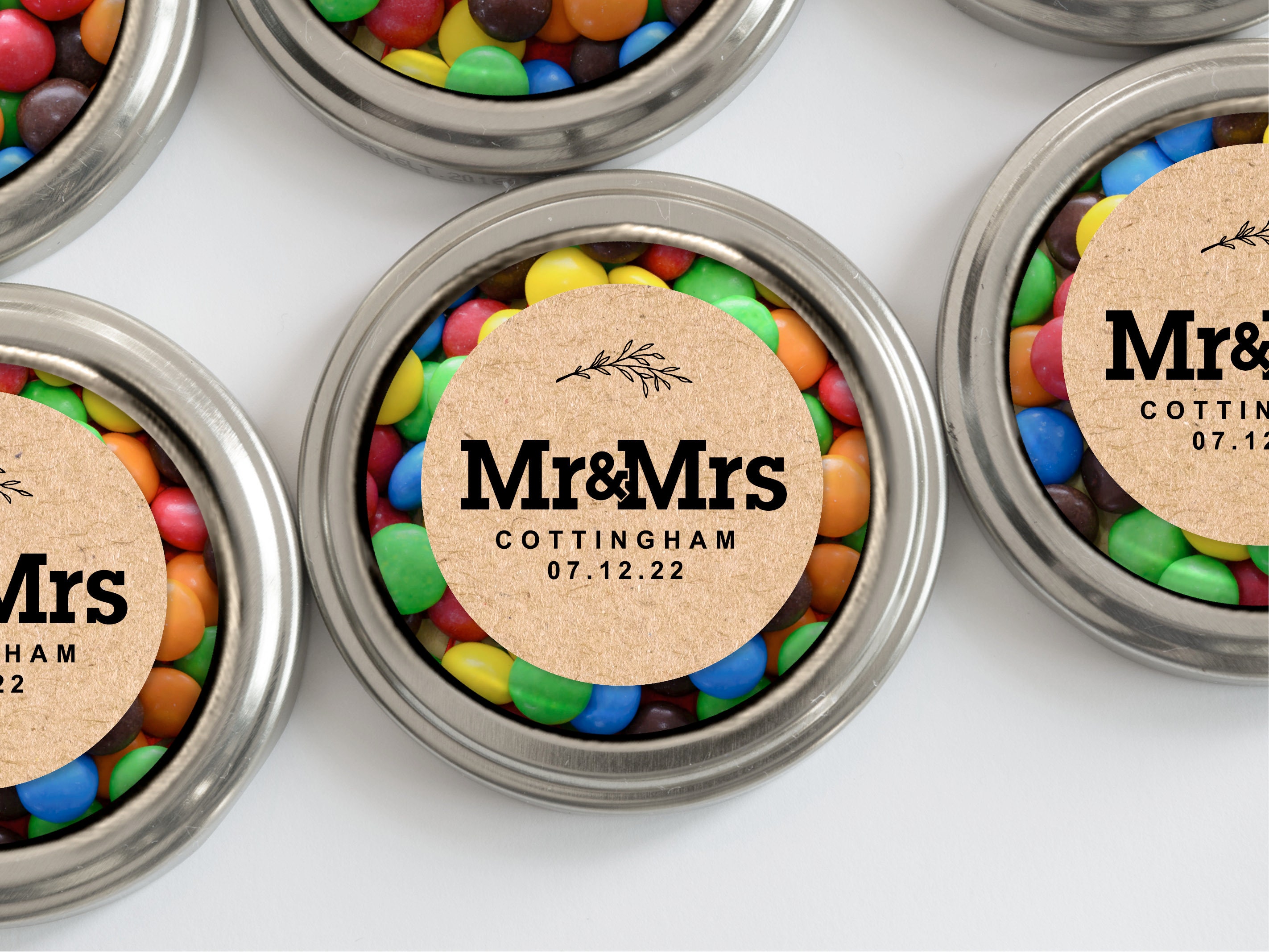 M&M Wedding Favour Sticker Chocolate Wedding Bonbonniere 
