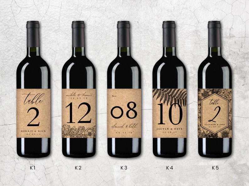 Wine Label custom Wedding Table Number Custom Wine Label Etsy