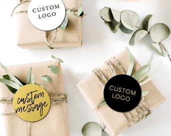 Custom stickers with message for your wedding stationery or party favours |  black or gold round  | Rustic Wedding | 30mm or 40mm round