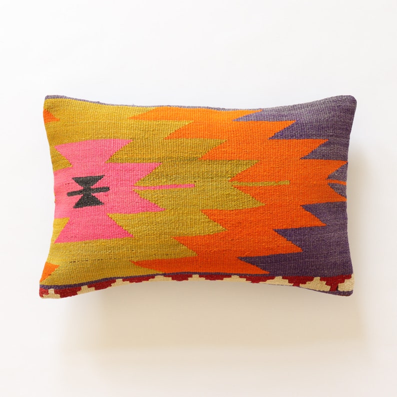 Kilim Pillow Cover 16x24 Moroccan Pillow Case 40x60 Cm Yellow Etsy