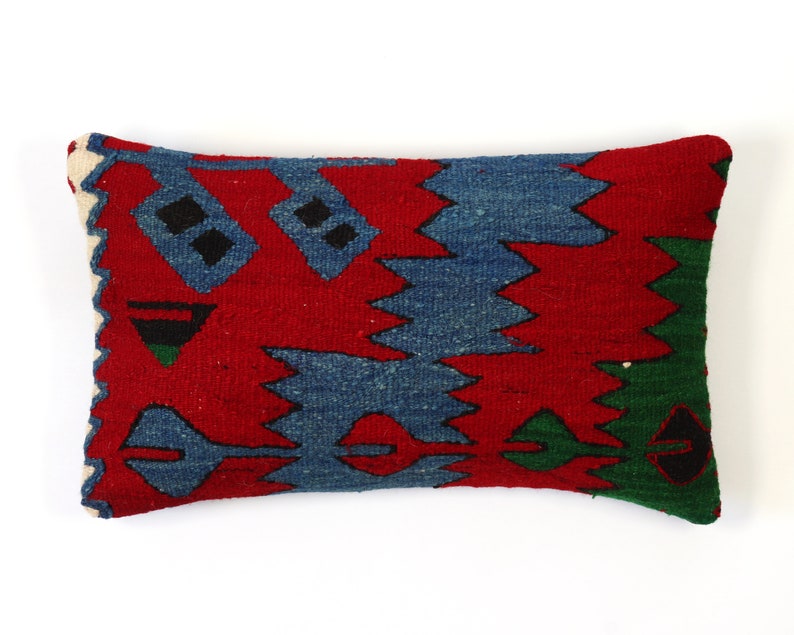 Kilim Pillow 12x20 Lumbar 30x50 Case Turkish Moroccan Ethnic Etsy