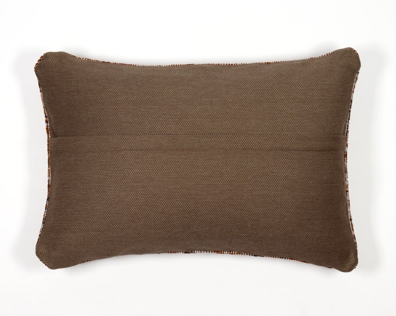Kilim pillow 16x24 cover lumbar overdyed pile 40x60 dark brown turkish 16 x 24 oriental rug seat couch bench sofa chair accent cushion cover
