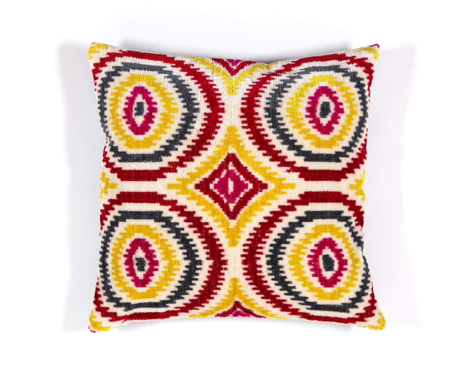 Ikat 16x16 Velvet Pillow 40x40 Geometric Silk Pillow Case Etsy