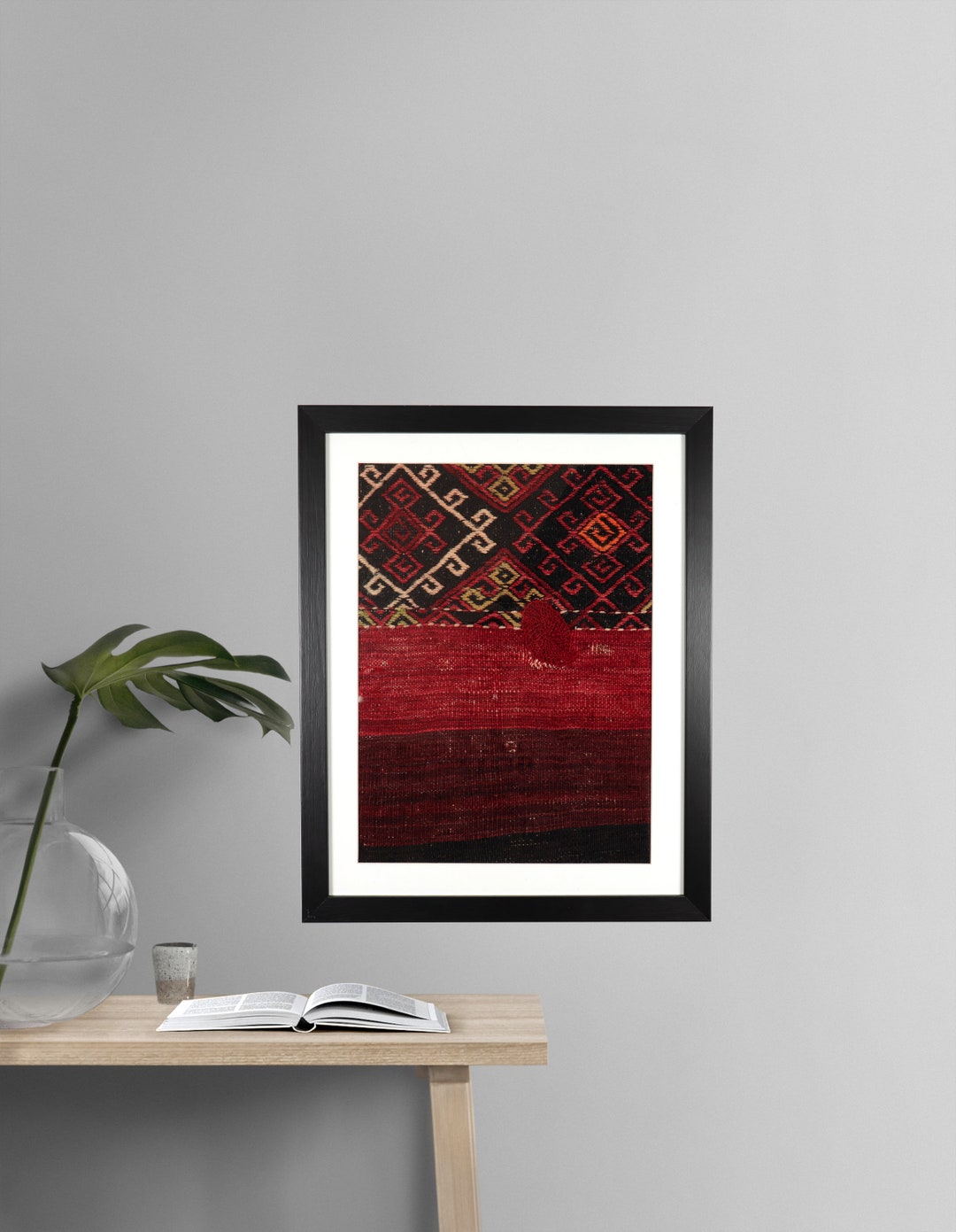 Boho Wall Art 16x20 Framed Handmade Colorful Geometric Wall Decor Ethnic Cultural Vintage