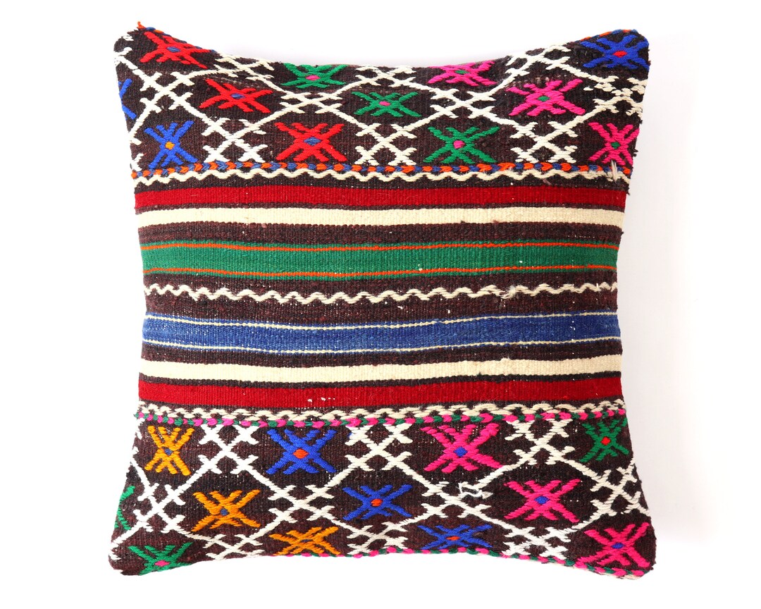 Kilim Pillow 20x20 Cover Moroccan Pillow Case 50x50 Turkish Etsy