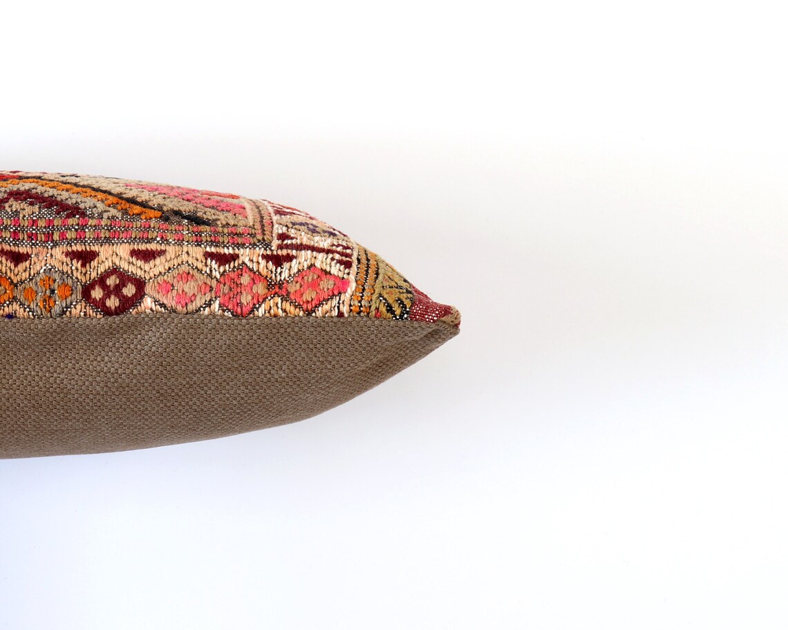 Kilim pillow 12x20 lumbar 30x50 case moroccan ethnic accent Etsy