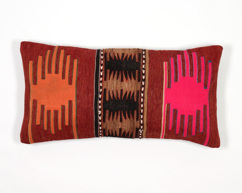 Kilim Lumbar 12x24 Pillow Turkish Lumbar Pillow Case 30x60 Etsy