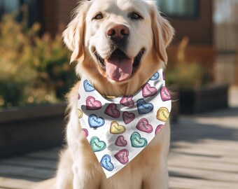 Pañuelo personalizado para perro: estampado de corazón de San Valentín, para atar
