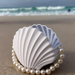 Seashell Purse with Pearl Handle, Kids Clam Bag, Mermaid Beach Handbag