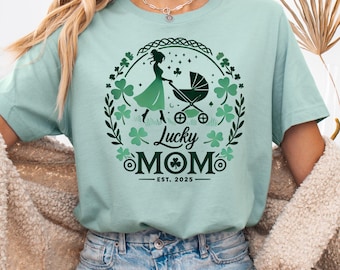 Camiseta personalizada para mamá del Día de San Patricio: Camiseta de trébol de la suerte