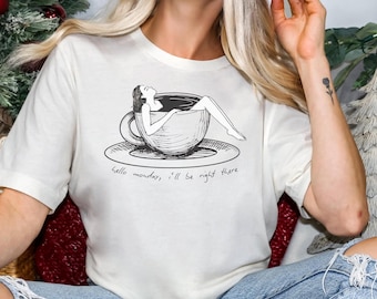 Camiseta para amantes del café, camiseta gráfica divertida para el lunes
