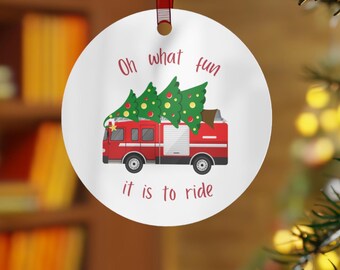 Adorno navideño de camión de bomberos, regalo festivo para bomberos