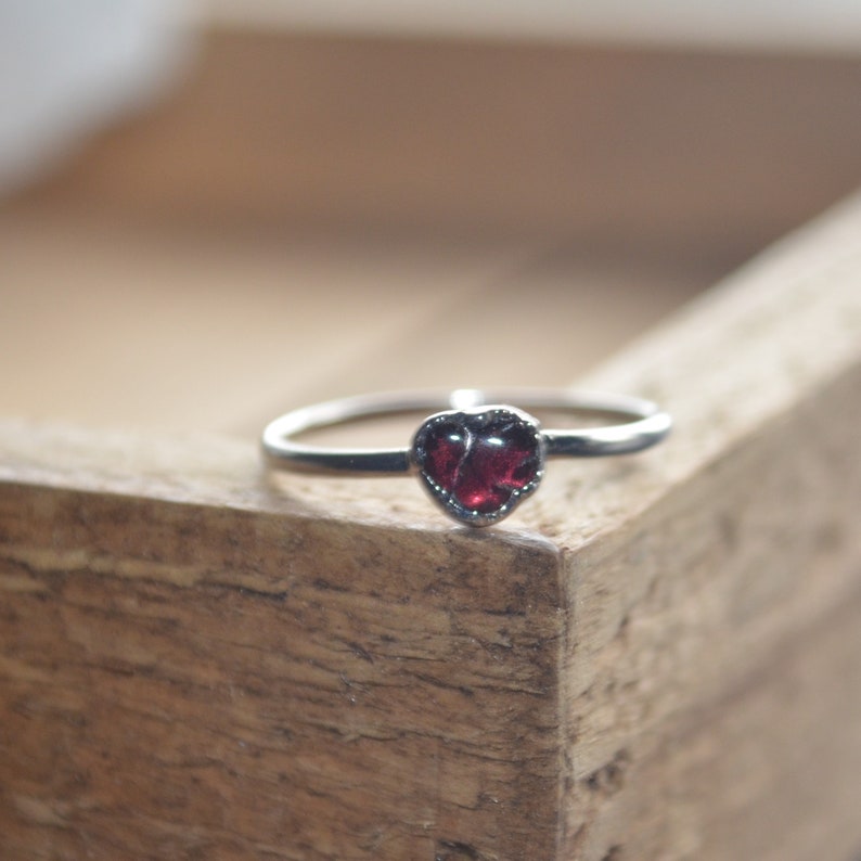 Silver Garnet Stacker January Birthstone Palladium Garnet Stacking Ring