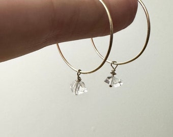 Herkimer Diamond handcrafted hoops | gold fill| sterling silver